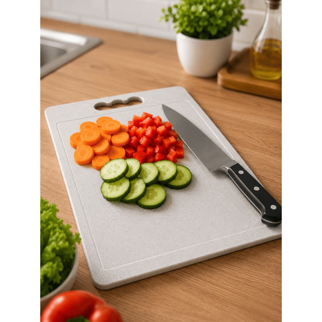 Tábua de Corte Grande 35cm Fibra de Bambu Plástico Carnes Legumes e Alimentos