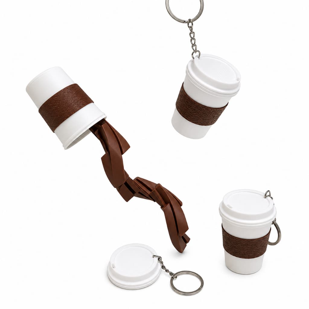 Fidget Toy Copo de Café Retrátil | Chaveiro Antiestresse Divertido Café Falso