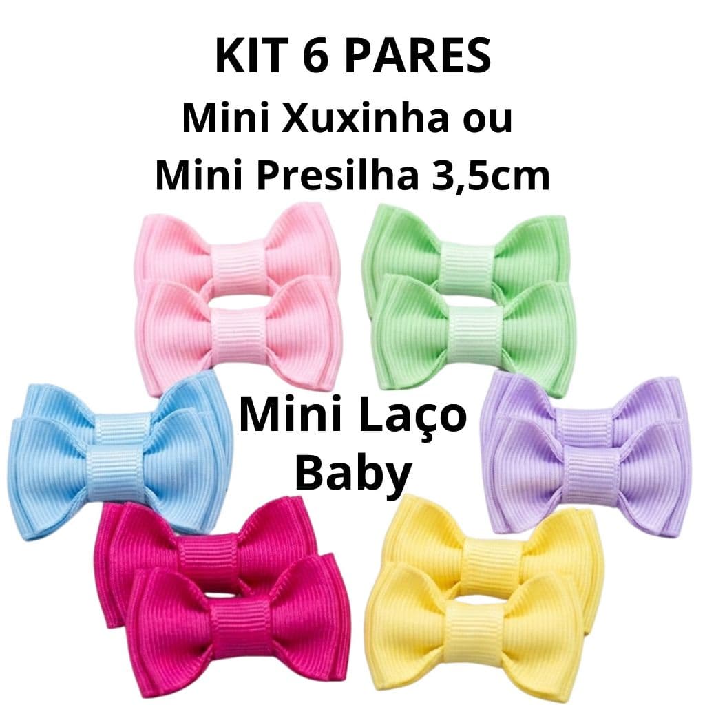 Xuxinha de Cabelo Kit 6 Pares Elástico Rabicó Para Bebê Menina Lacinho de Cabelo Infantil