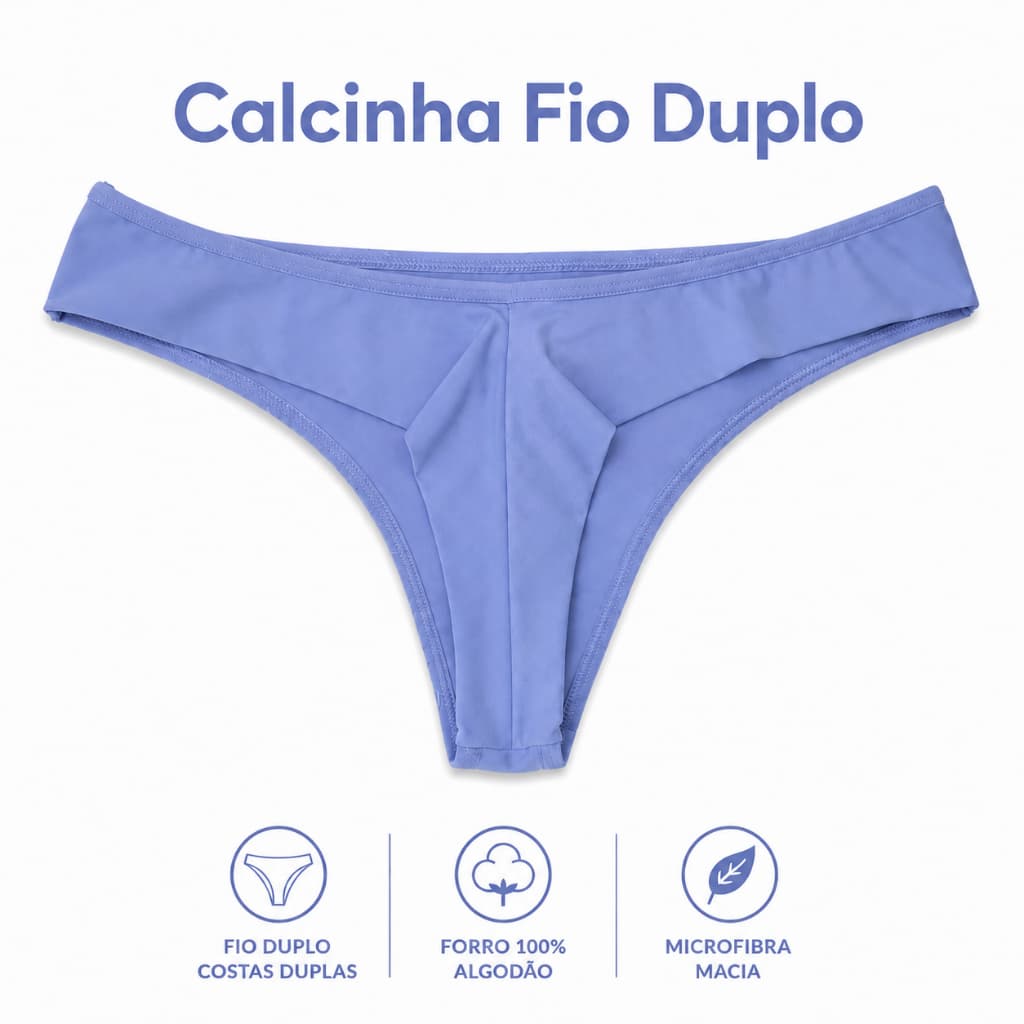 Calcinha Fio Duplo Microfibra Forro 100% de Algodão Não Marca