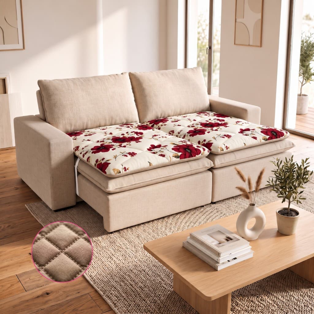 Futon Pillow top Impermeável para sofá 1,80 Metros Super Macio e Grosso Estampado 100% Algodão