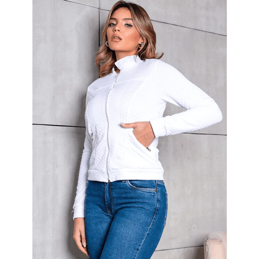 Casaco De Frio Jaqueta Feminina Com Zíper Matelasse Casual Inverno