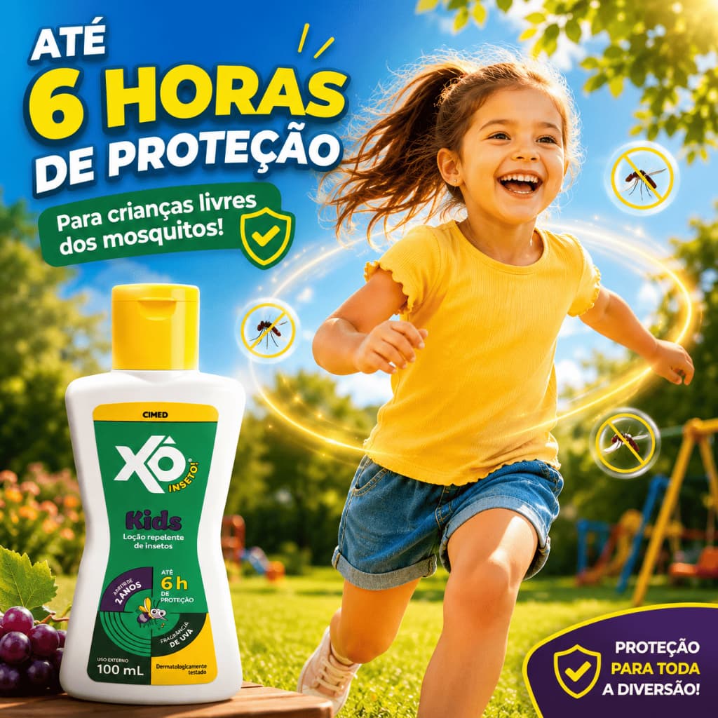 repelente de insetos xô inseto kids infantil loção hidratante até 6h de proteção contra dengue 100ml cimed