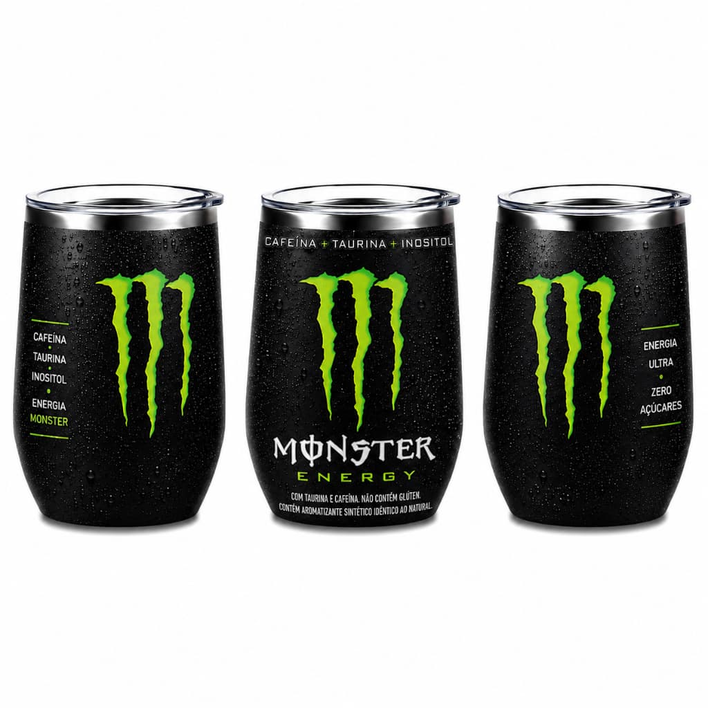 Copo Térmico Modelo Monster 350ml Aço Inox com Tampa Acrílica Isolamento Térmico para Uso Diário