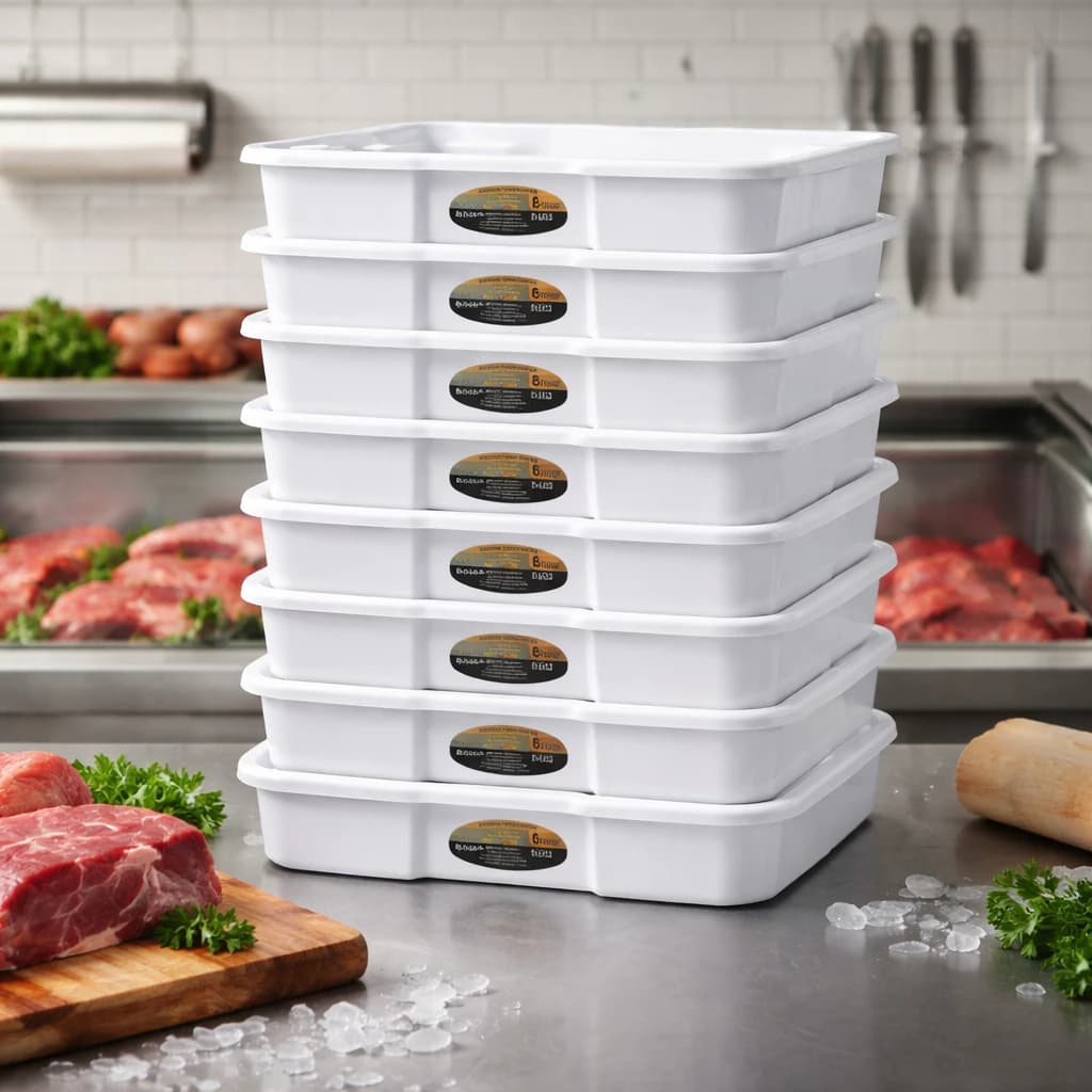 Kit 1, 5 ou 10 Bandejas 6 Litros Empilhável Para Salgados Carnes e Congelados em Plástico Resistente