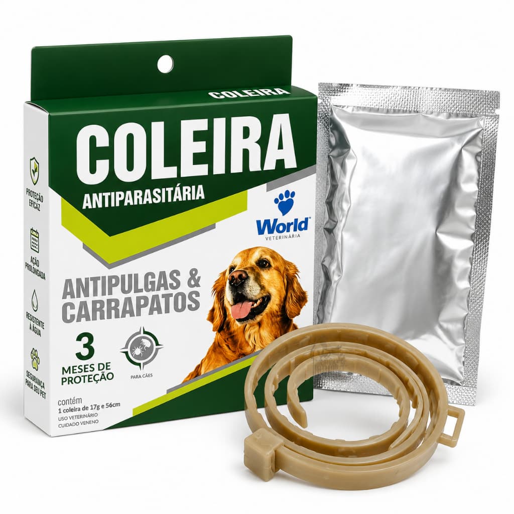 Coleira Antiparasitários Para Pulgas e Carrapatos Dugs 56cm World