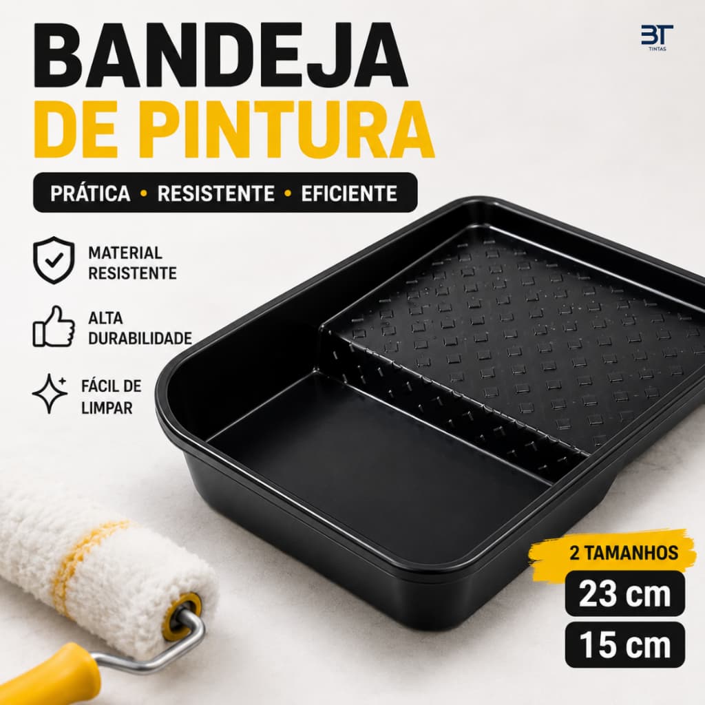 Bandeja de Pintura Para Rolo de Tinta 15cm e 23cm Plástica Resistente Profissional