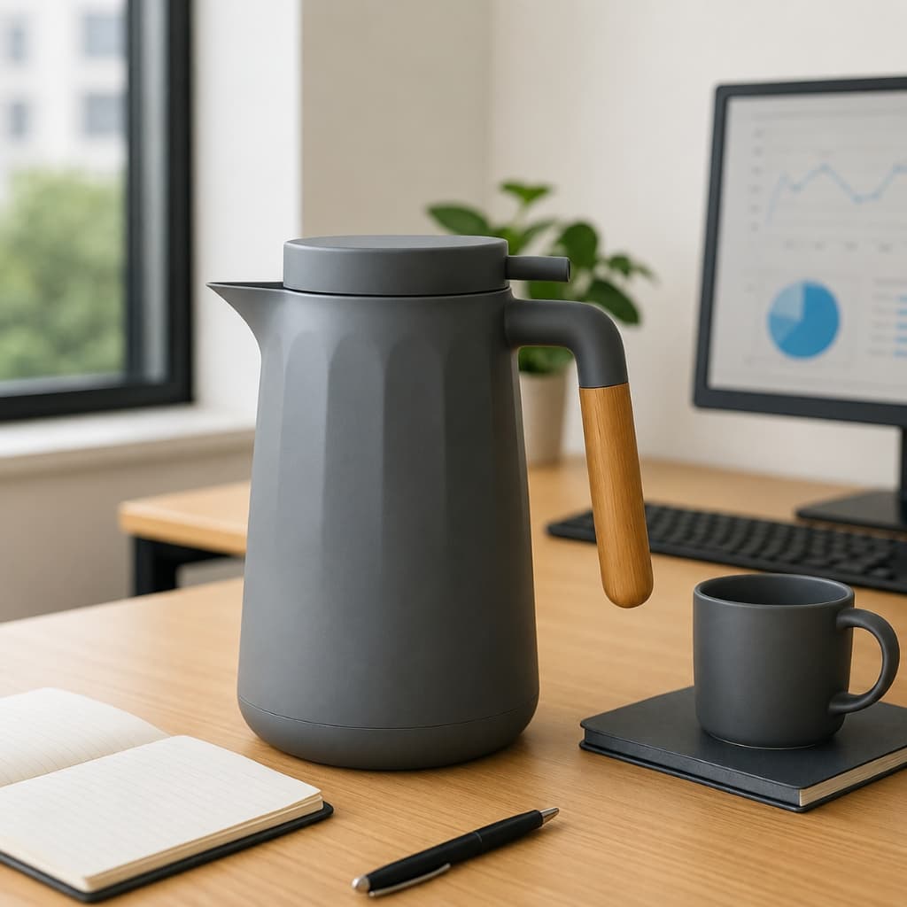 Garrafa Térmica Nórdica 1L VistaHome Café Chá Cabo De Madeira Luxo