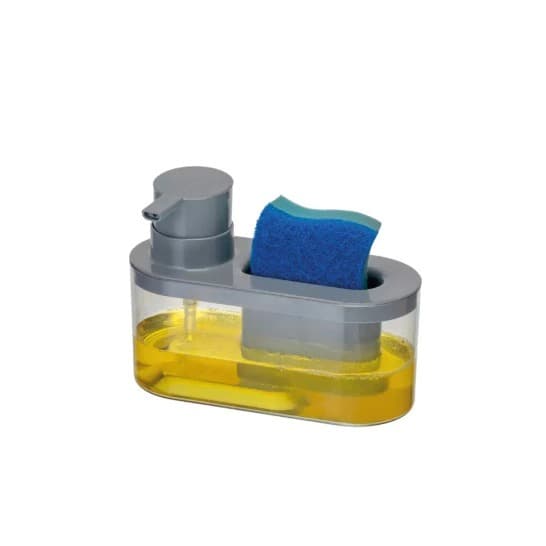 Dispenser Porta Detergente Álcool gel Bucha Cinza 500ml Sabonete Liquido Pia Cozinha Pratico Arthi -8525