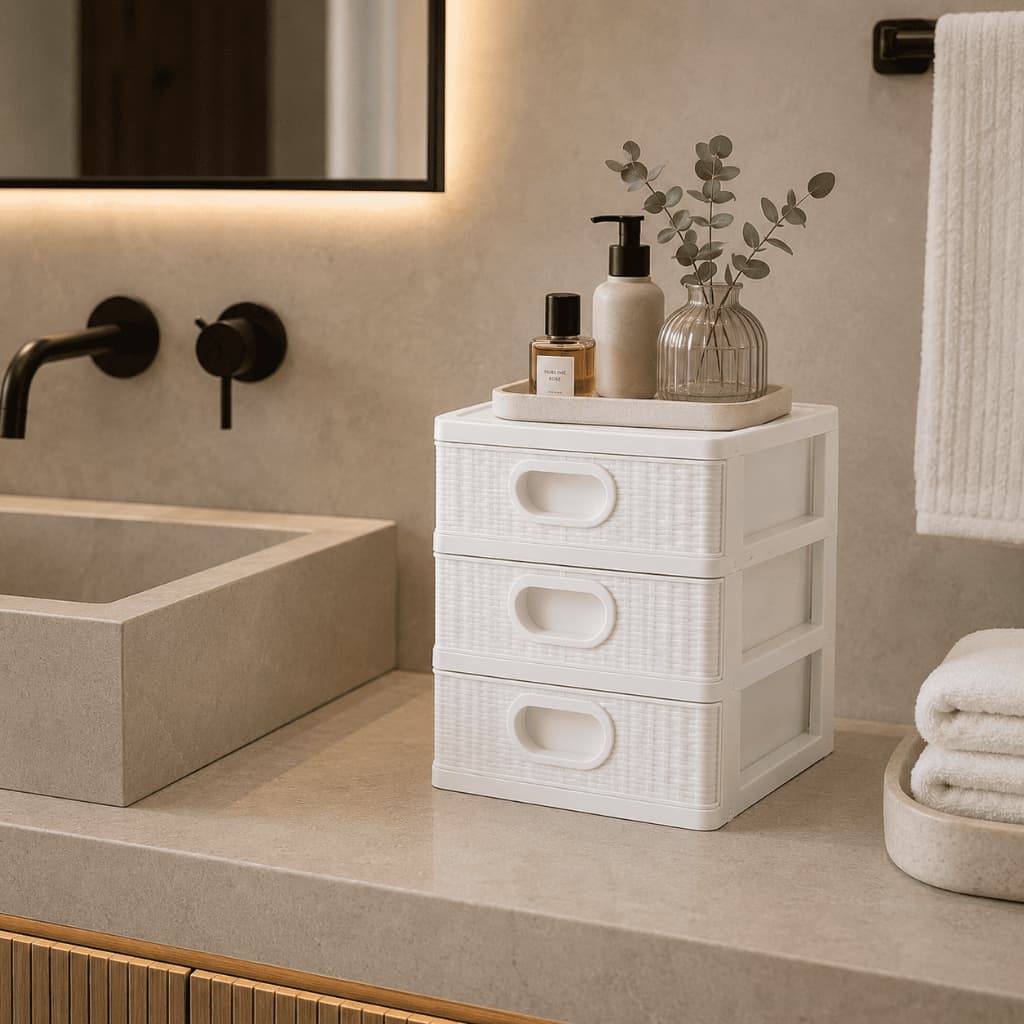 Gaveteiro Organizador De Mesa Micro Porta Tudo 3 Gavetas Cor Branco
