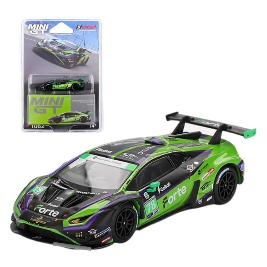 Mini GT Lamborghini Huracan Gt3 Evo 2 Imsa 2024 Daytona #1062 Verde