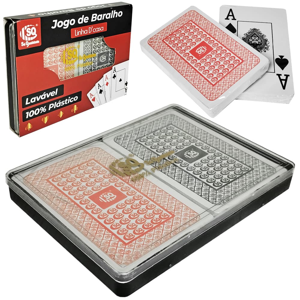 BARALHO DUPLO 108 CARTAS DE PLASTICO NO ESTOJO SQ