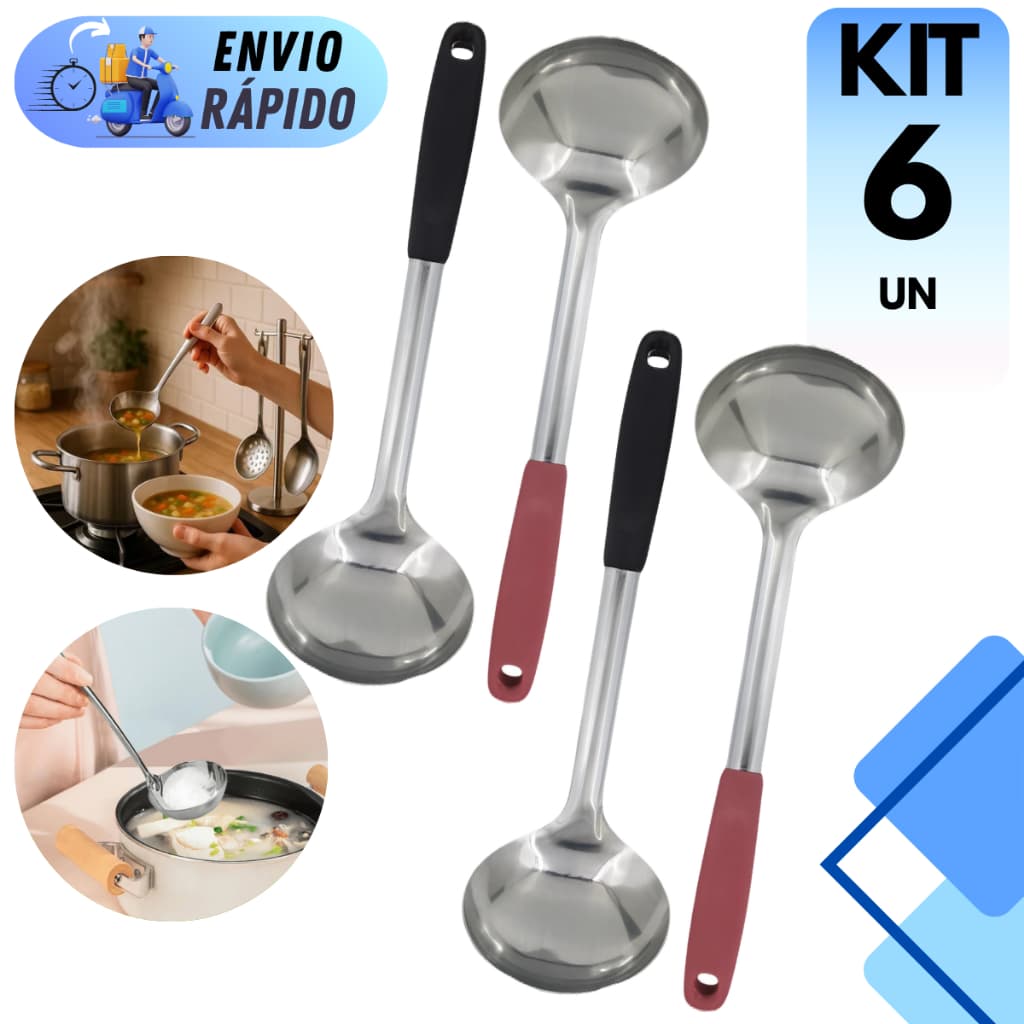 CONCHA DE AÇO INOX PARA FEIJÃO SOPAS CALDOS MOLHOS RESISTENTE DURÁVEL COZINHA PROFISSIONAL