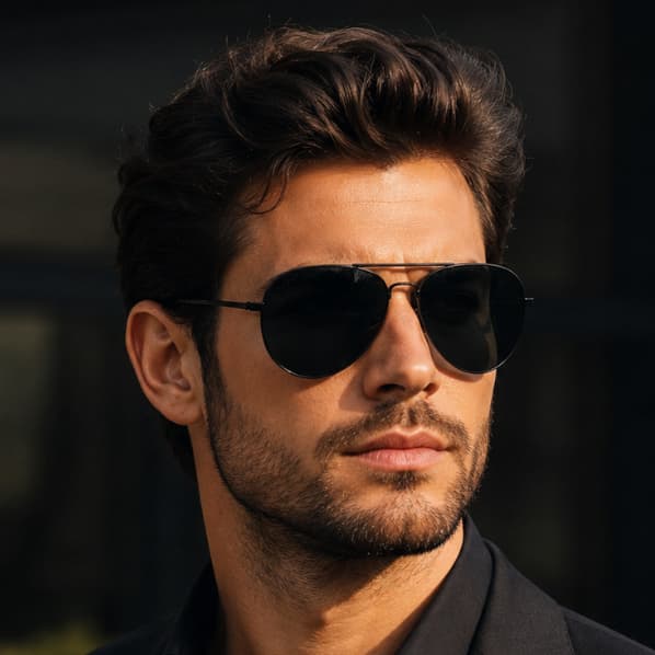 Óculos Aviador Menial Premium Polarizado UV400 Preto Unissex Com Case