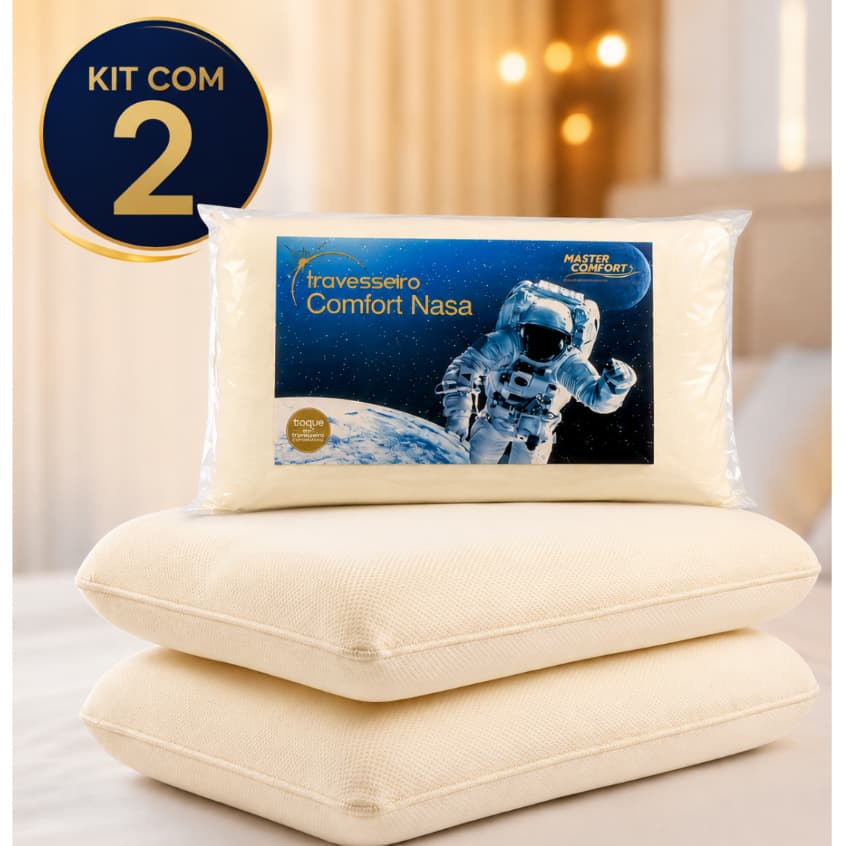 KIT COM 02 TRAVESSEIROS NASA COMFORT VISCOELASTICO ANTIALERGICO MACIO