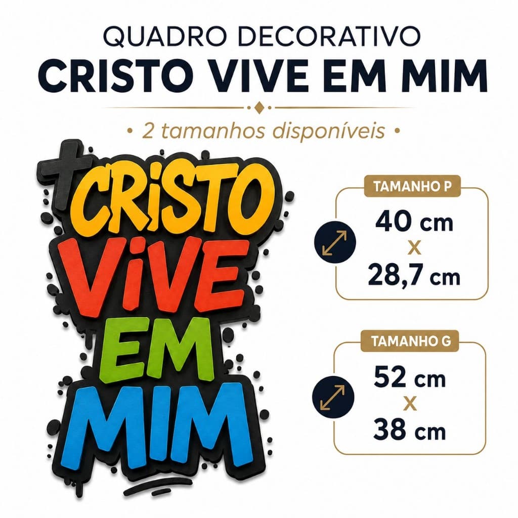 Quadro Decorativo em MDF - Cristo Vive em Mim - Arte em Camadas