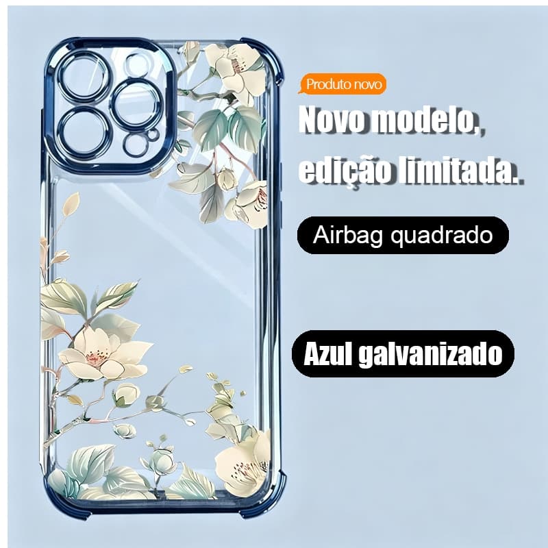 Não Fica Amarela Transparente Cristal Capa Capinha Para iPhone 16 15 14 Plus 13 12 11 Pro Max Flor Envio rápido
