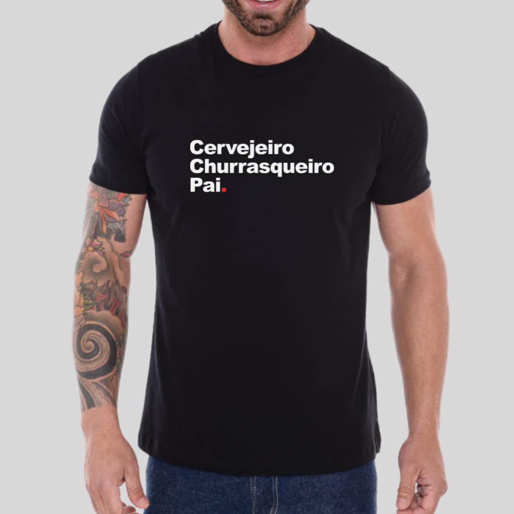 Camiseta Básica Masculina 100% Algodão Presente Dia Dos Pais Cervejeiro Churrasqueiro Pai