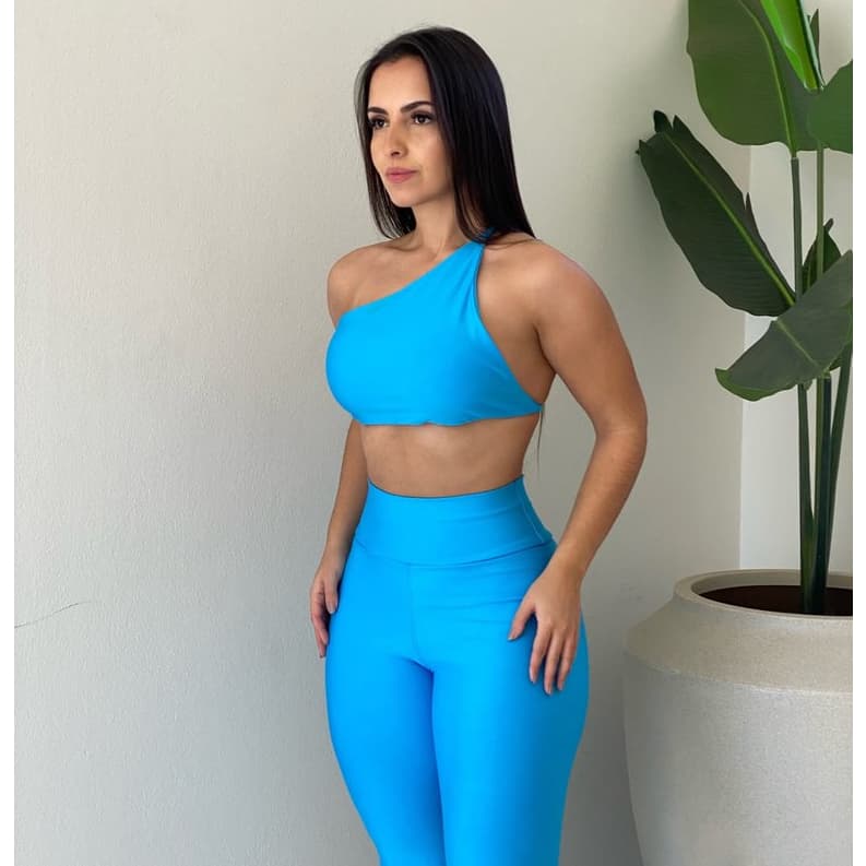 Conjunto Fitness Feminino EVOB Aura Azul Bebe Tam. G