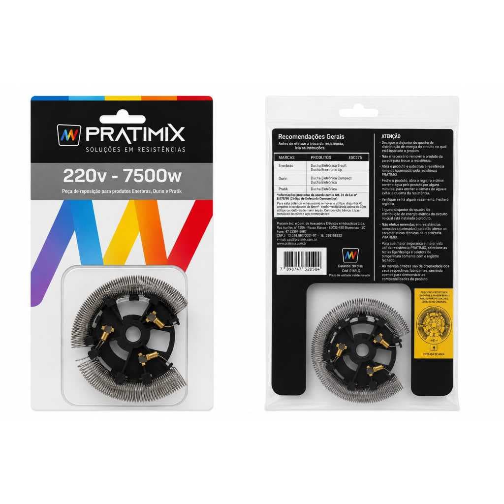 Resistência para Chuveiro Ernebras/ Durin / Pratik Ducha Eletrônica E-soft/ Up/Compact 220v - 7500W