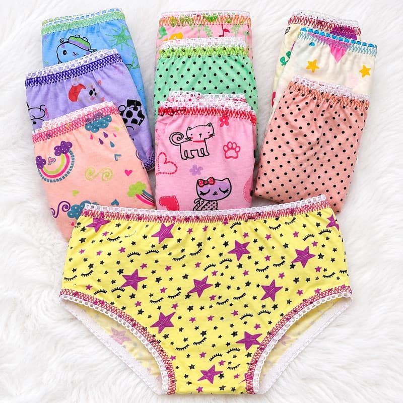 Kit 10 Calcinha Infantil Confortáveis Algodão Estampadas Feminina Menina Criança