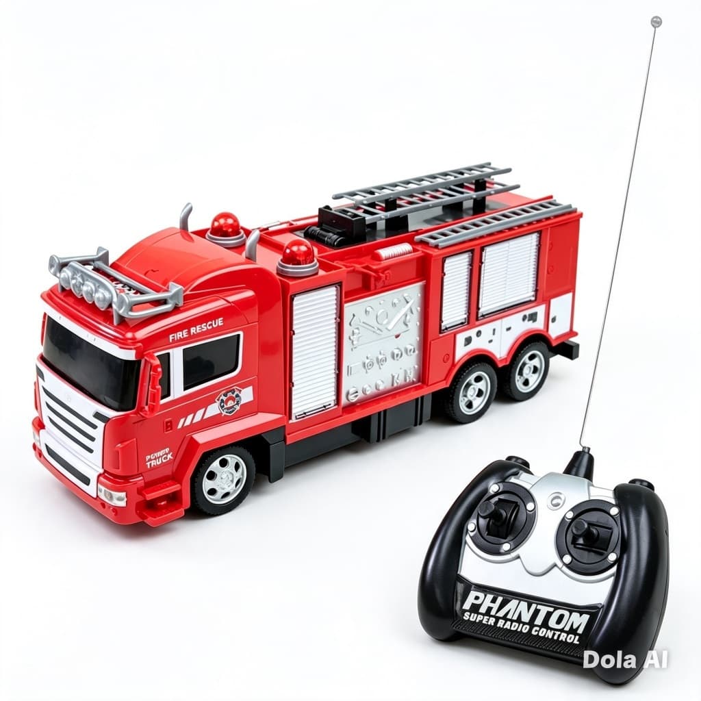 Caminhão Bombeiro  Controle Remoto  7 funções Com Luz e Som Escala 1:18 - Wellkids  WB11813