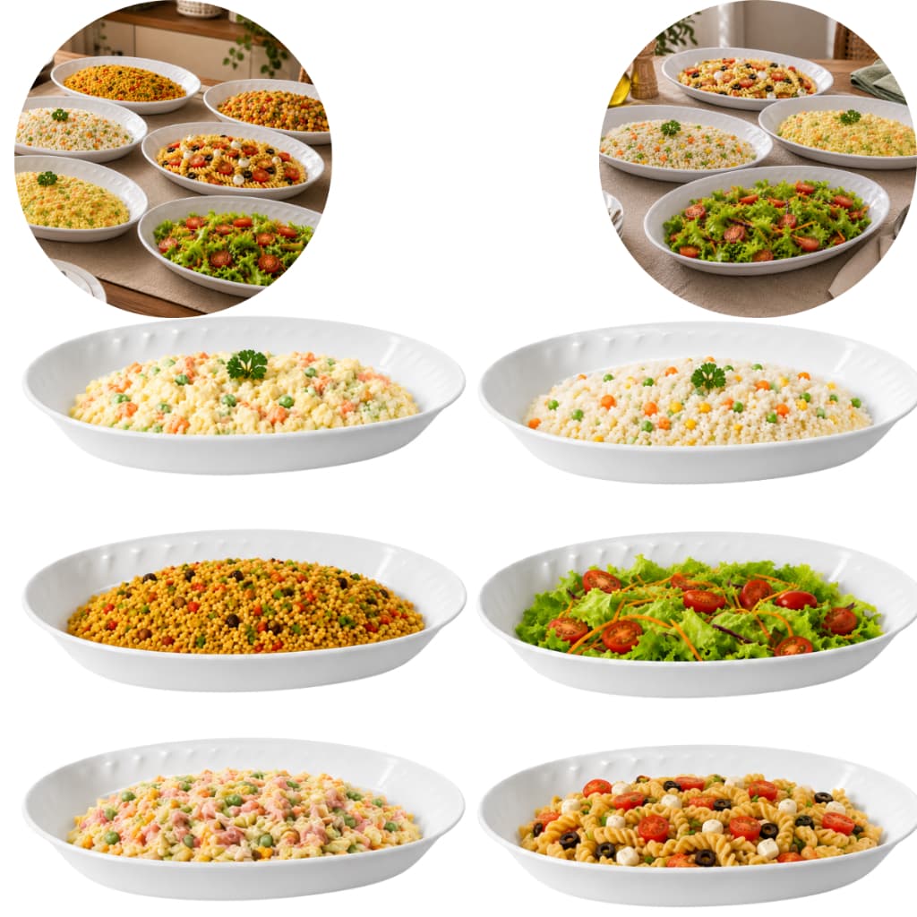 Conjunto 6 Travessa Saladeira Oval 30cm Tigela Melamina Resistente Bowl 6 Unidades