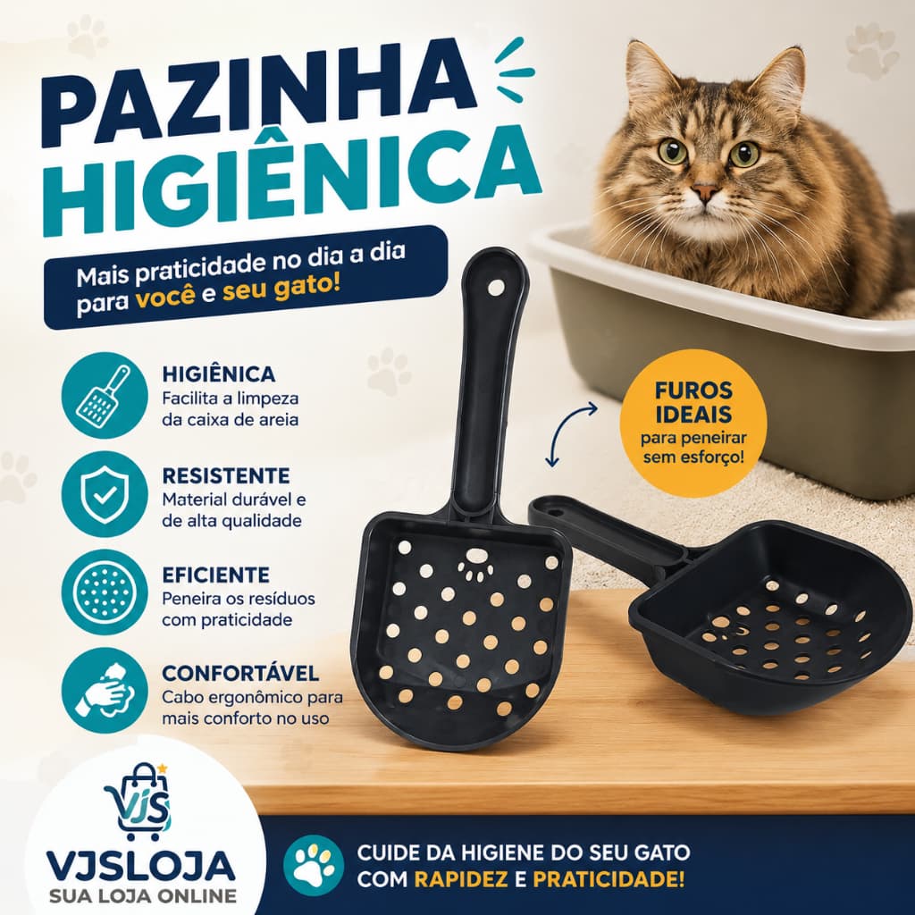 Pá Higiênica para Gatos Plástica Resistente - Coletora de Areia
