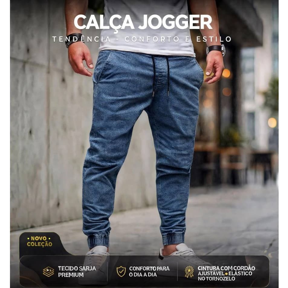 Calça Premium Jogger Sarja Masculina Essencial de Outono Calça Em Promoção Calça Adulto
