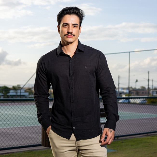 Camisa Social Masculina Manga Longa Regular Fit Confort谩vel Casual Elegante