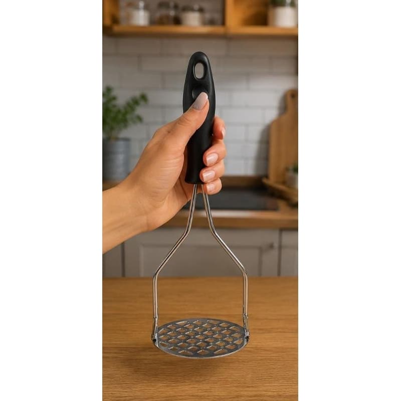Amassador de Batata Metal 24cm Manual – Espremedor de Batatas Resistente, Utensílio de Cozinha Prático para Purês e Legu