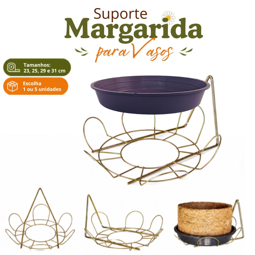 Suporte Parede Pendurar Plantas Margarida Flores Xaxim Rústico