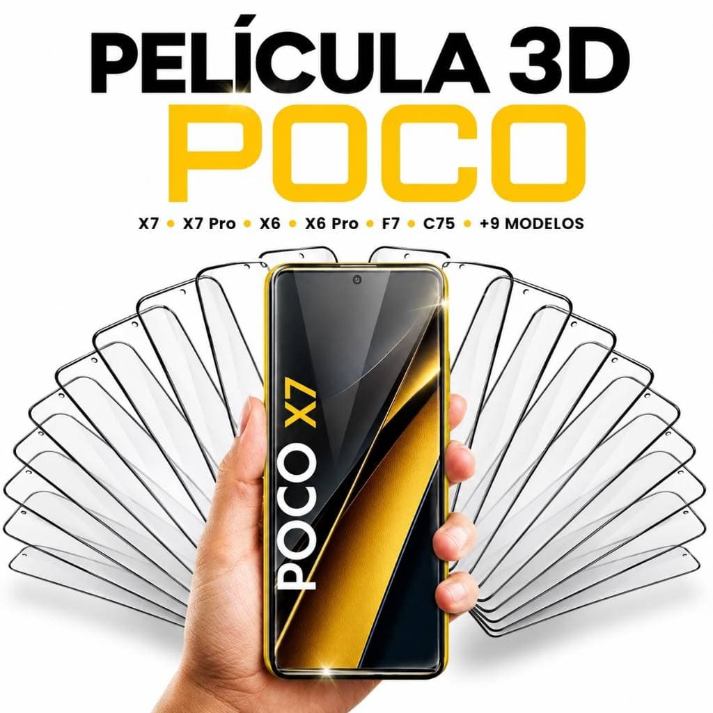 Película 3D Vidro Xiaomi POCO X7 X7 Pro X6 X6 Pro F7 F7 Pro F6 F6 Pro X5 X5 Pro C75 C71 M7 Pro Tela