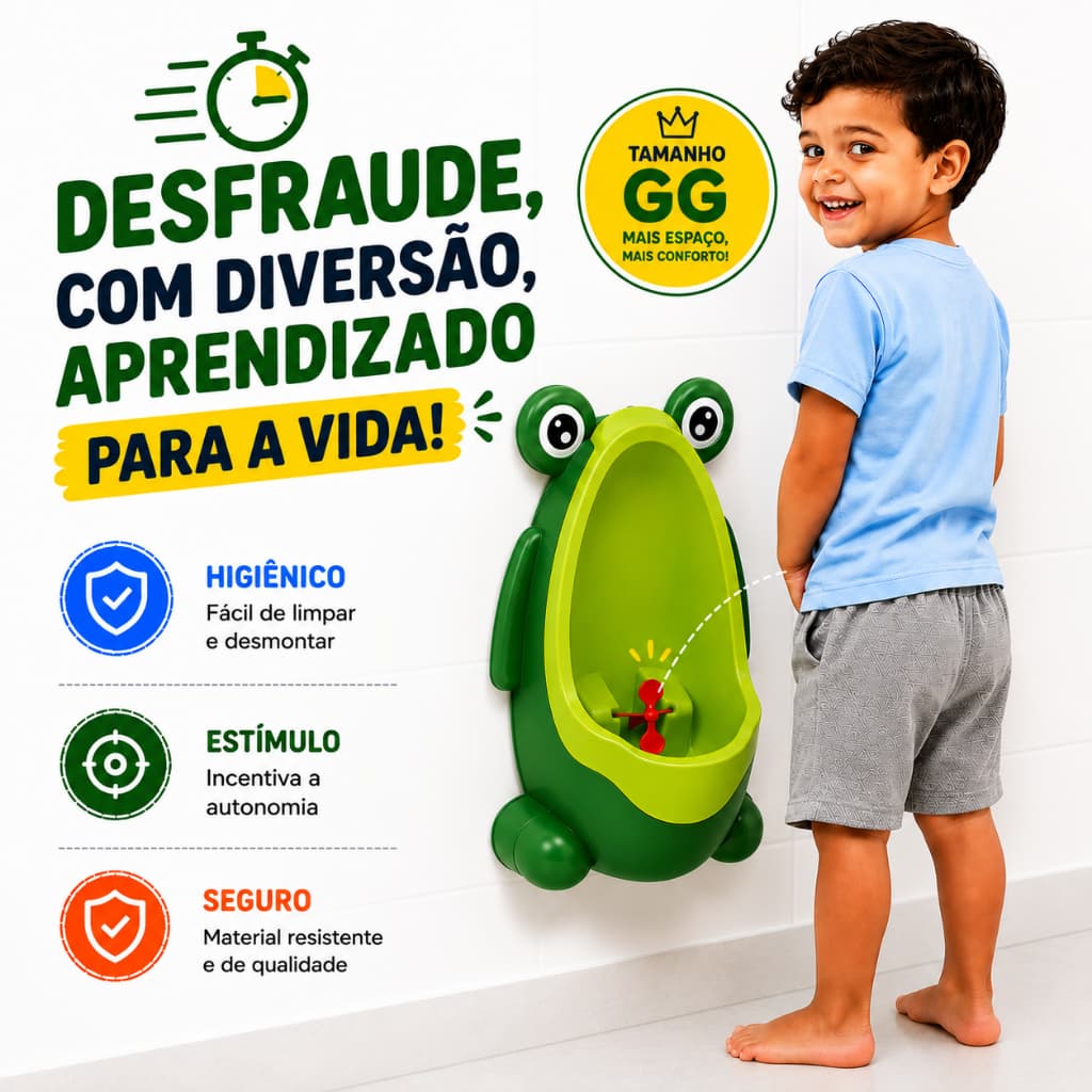 Mictório Sapinho Infantil Menino Pinico de Parede Desfralde Treino Xixi Baby GG