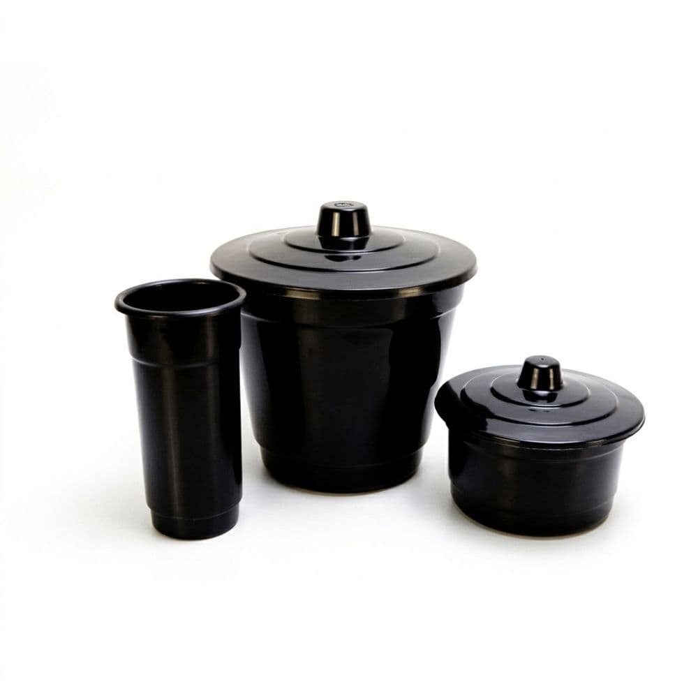 Kit Pia Cozinha 3 Peças Preto Porta Detergente Lixeira e Porta Sabão Organizador de Pia