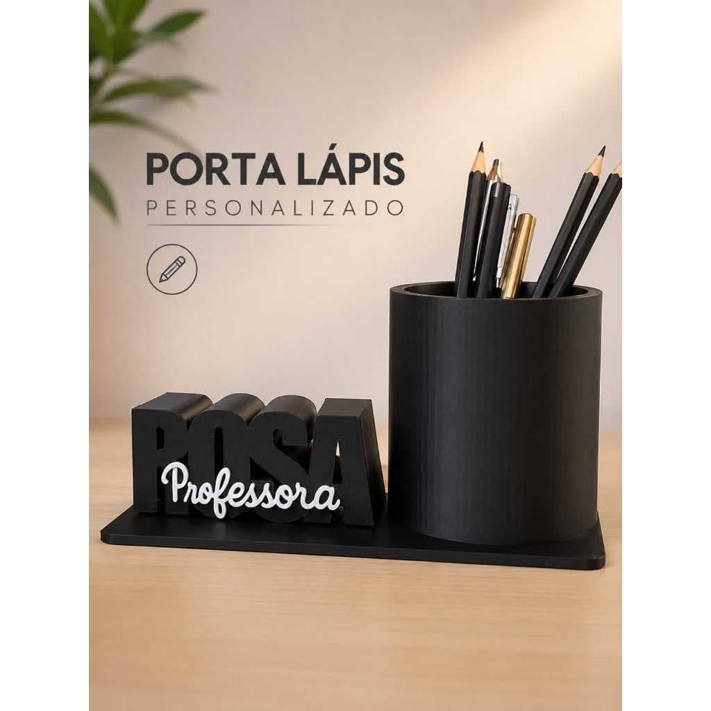 Porta Lápis Personalizado com nome - Organizador de mesa - Impresso em 3D