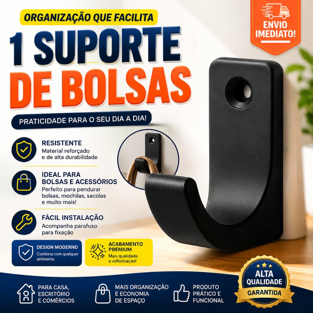 Suporte Organizador para Mochilas Parede Porta Mochila Resistente Multiuso Escolar e Casa