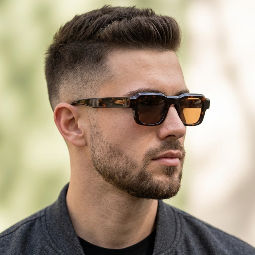Óculos de Sol Masculino Quadrado Retrô Vintage UV400 Acetato Premium Casual Elegante