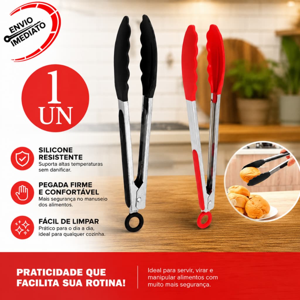 Pegador de silicone e inox para cozinha