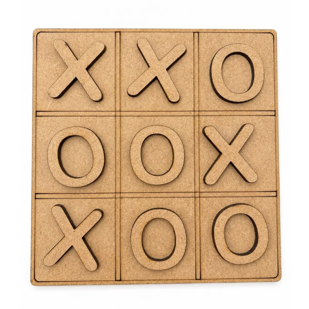 Kit Jogos da Velha para Pintura em MDF Cru 3mm - Corte a Laser - 10x10cm Tabuleiro Brinquedo Presente Educativo