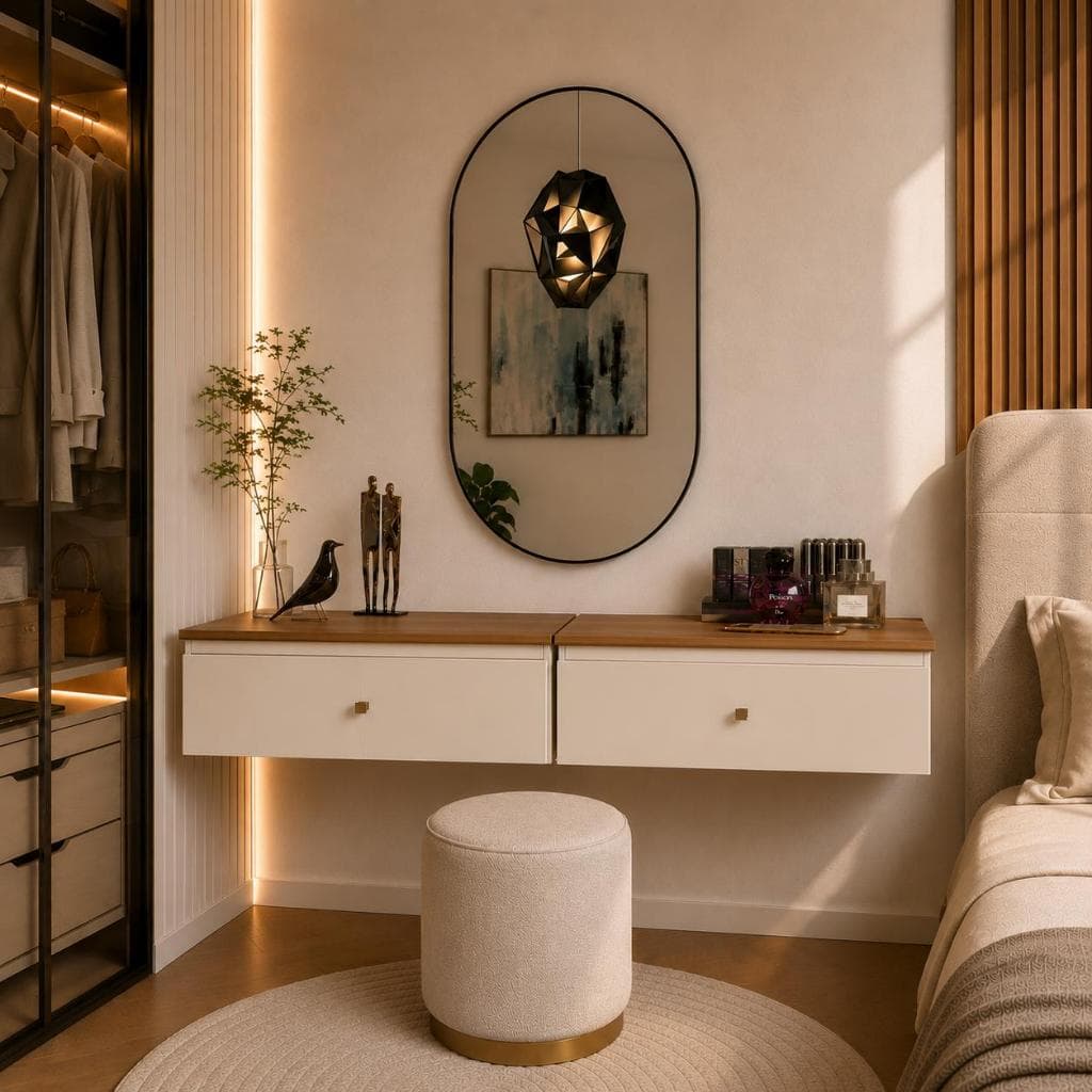 Kit 2 Penteadeiras Camarim, Para Quarto Maquiagem Com Gaveta Moderno Off-White