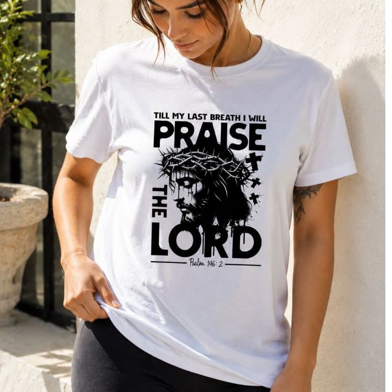 Camiseta Camisa Praise Lord Religiosa Jesus Fé Igreja Católica Evangélica Deus Jesus Amém Culto Básica Confortável Leve