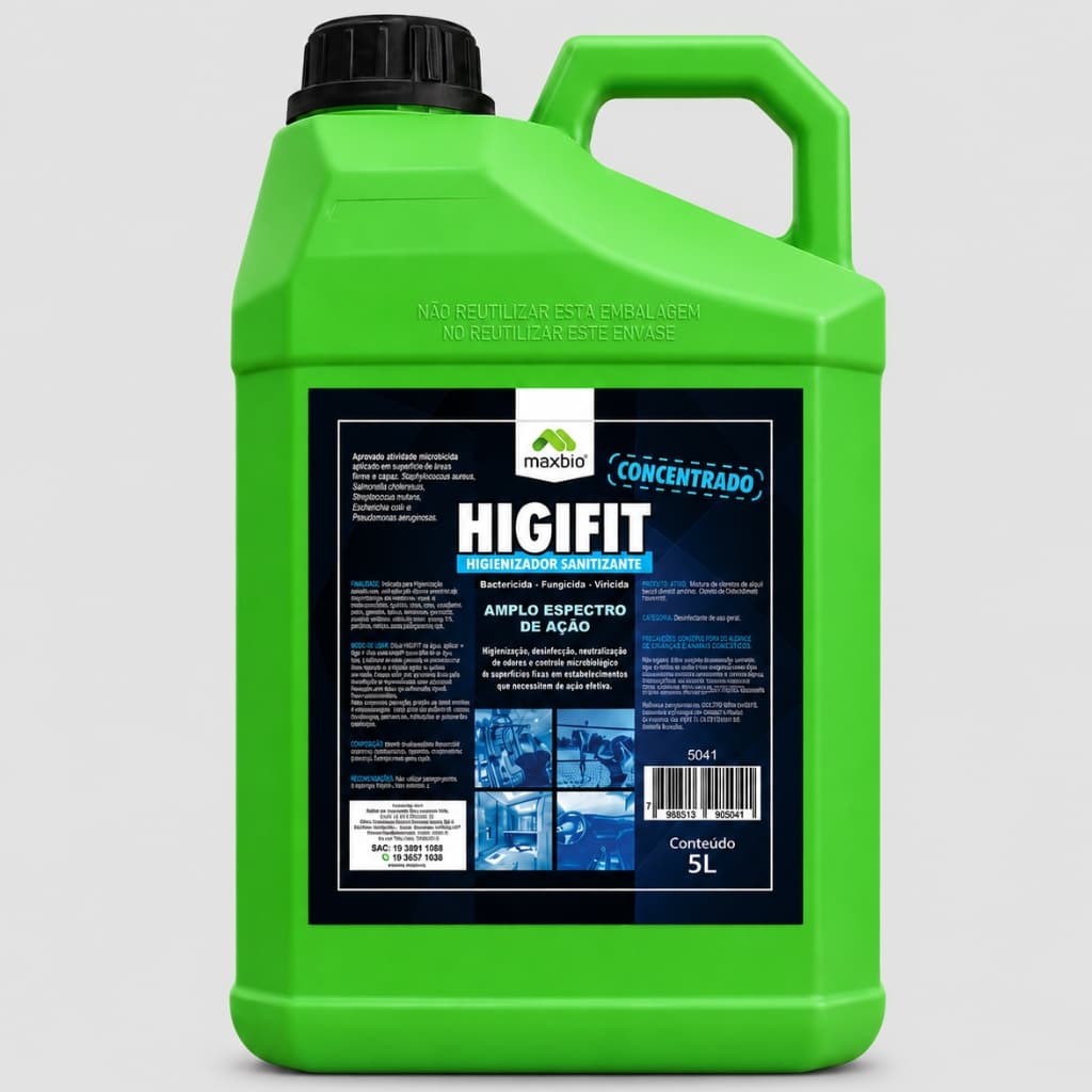 Higienizador Higifit Bactericida Sanitizante Limpeza Geral Neutralizador De Odores Fungicida 5L Maxb