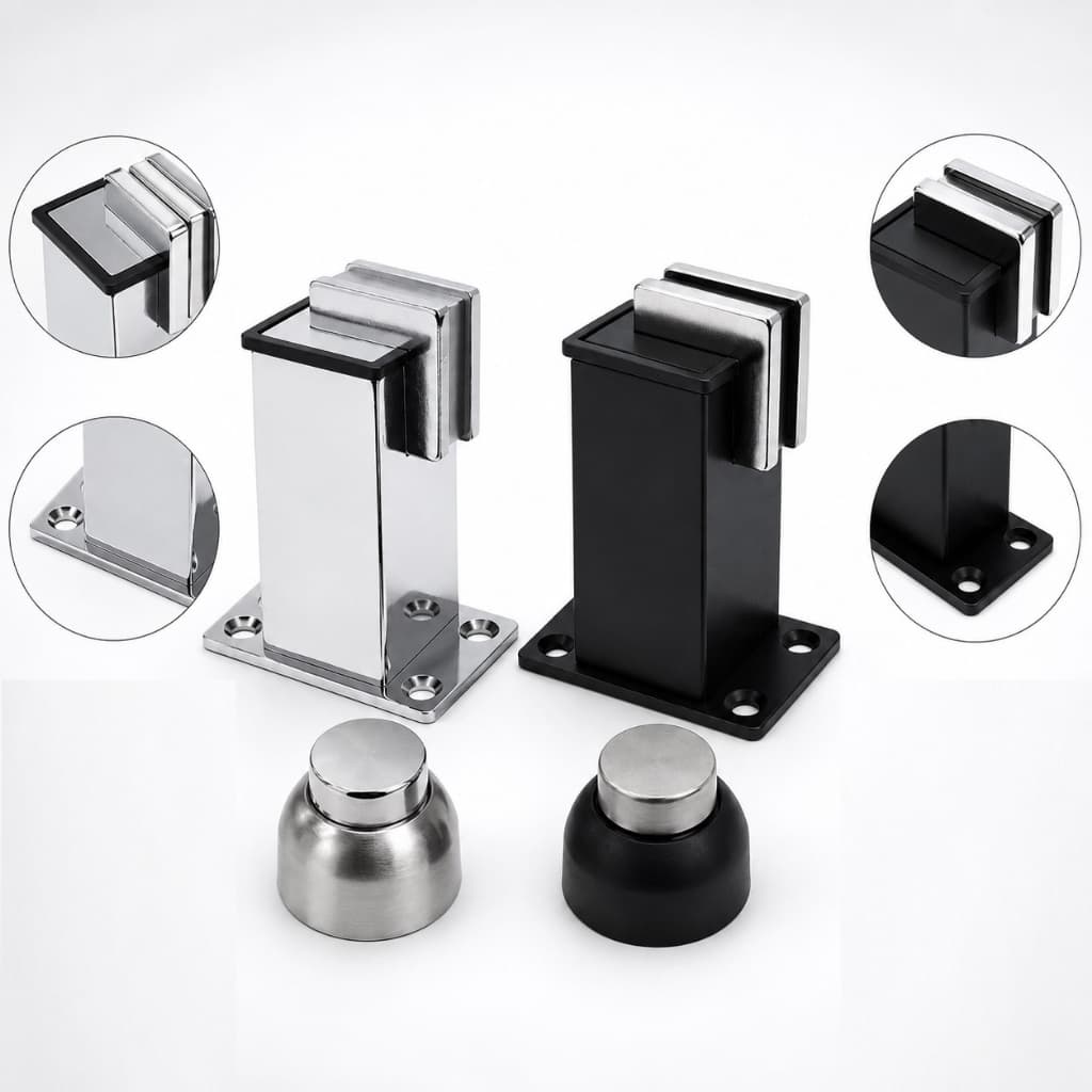 Fixador Magnetico Prendedor Porta Stam Inox 304 Batente Piso Parede Polido Escovado Preto