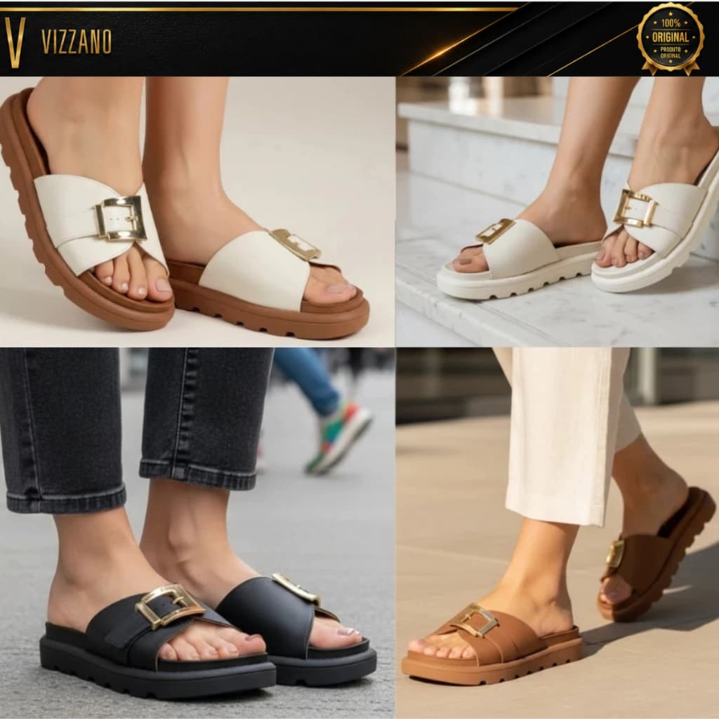 Papete Vizzano Sandália Feminina Flatform Tratorada com Fivela Confortável  Original