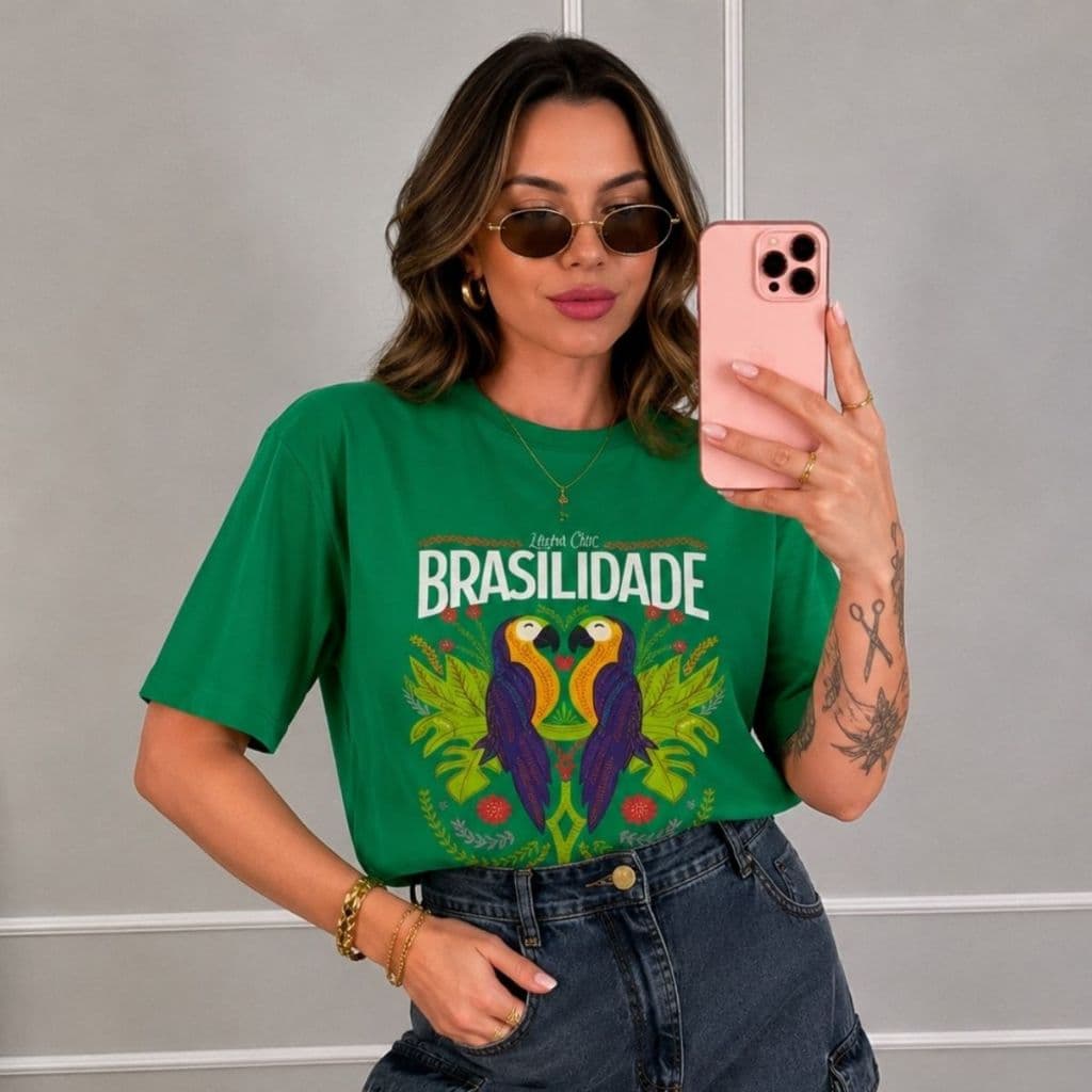 Blusa Feminina 100% Algodão Estampada Casual Confortável Manga Curta