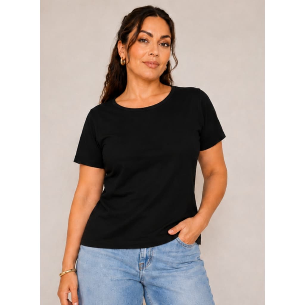 Blusa Feminina Gola redonda Camiseta Viscolycra Estilosa - Camisa Básica com Caimento Perfeito