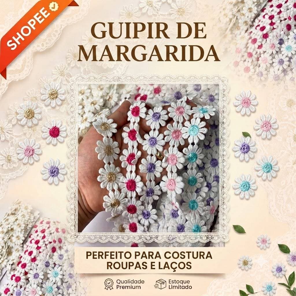 🌸 Guipir de Margarida Premium 1 metro