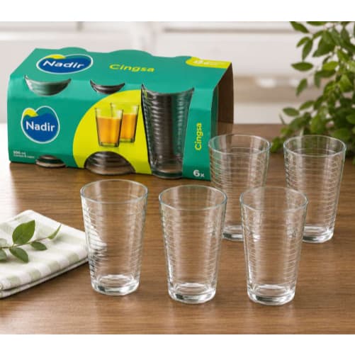 Jogo 6 Copos Ginga Nadir 2021 Vidro Água Suco Refrigerante Copo Resistente Mesa Posta Casa Cozinha