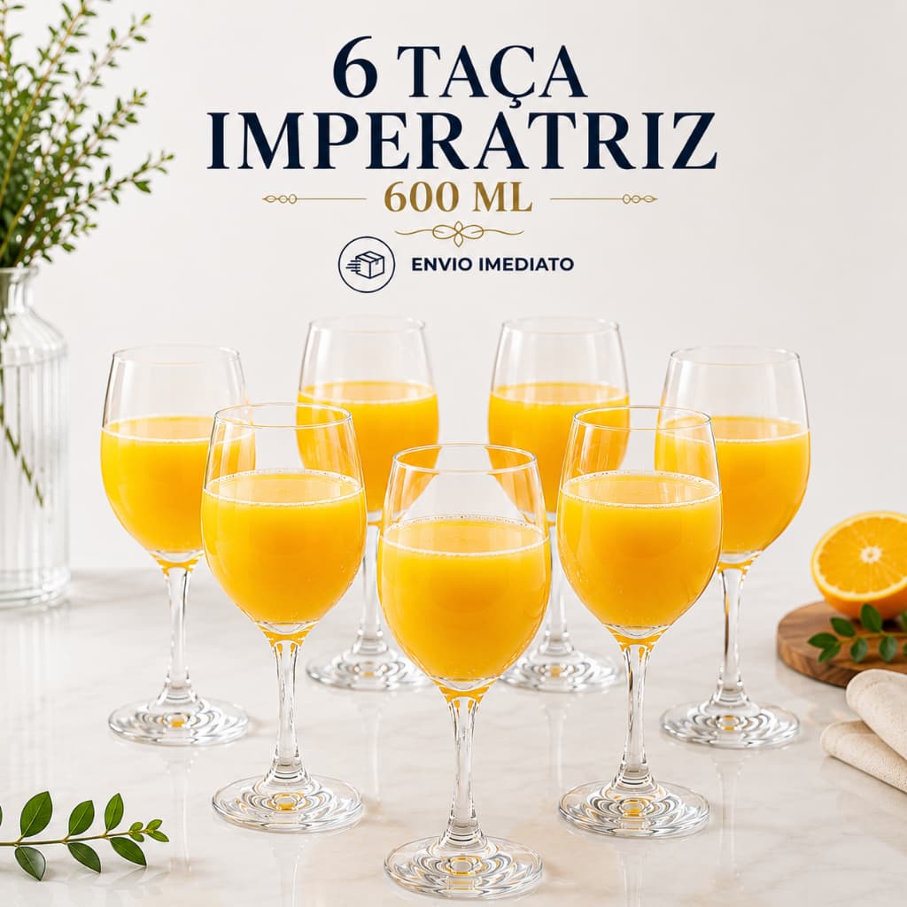 Conjunto 6 Taças Imperatriz 600ml  - Vinho - Água - Suco - Nadir